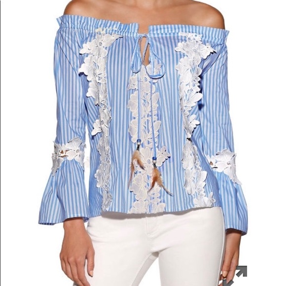 Ina Tops - Boston Proper blouse lace&flower appliqué